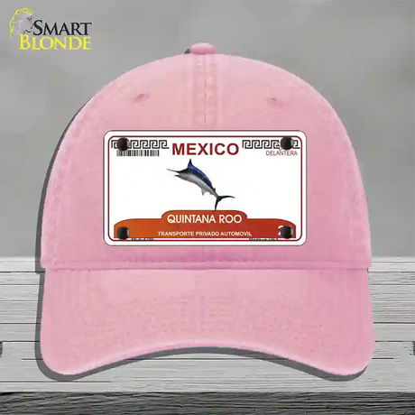 Quintana Roo Mexico Novelty License Plate Hat Unconstructed Cotton / Pink