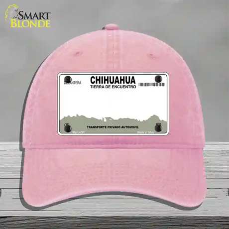 Chihuahua Mexico Novelty License Plate Hat Unconstructed Cotton / Pink