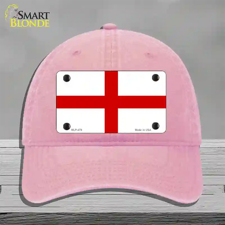 England Flag Novelty License Plate Hat Unconstructed Cotton / Pink