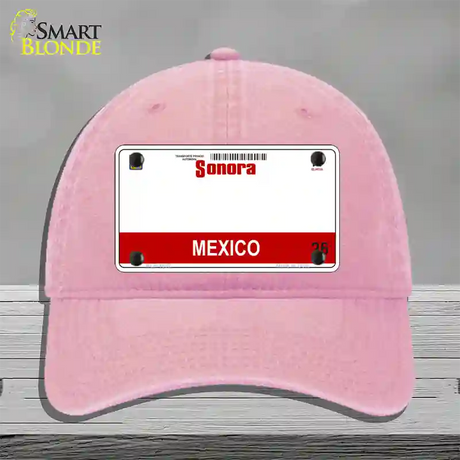 Sonora Mexico Novelty License Plate Hat Unconstructed Cotton / Pink