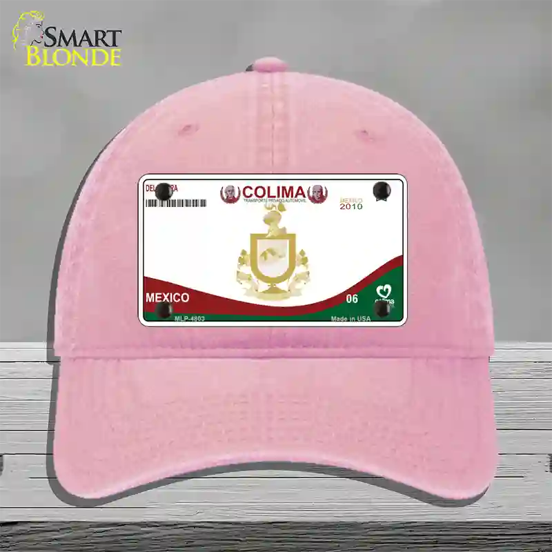 Colima Mexico Novelty License Plate Hat Unconstructed Cotton / Pink