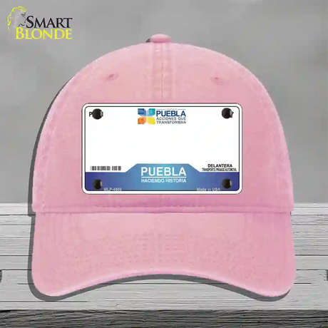 Puebla Mexico Novelty License Plate Hat Unconstructed Cotton / Pink