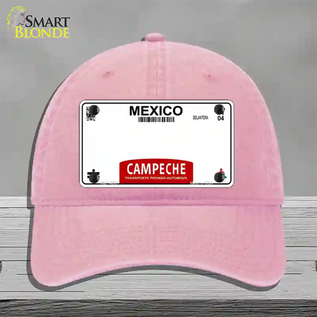 Campeche Mexico Blank Novelty License Plate Hat Unconstructed Cotton / Pink