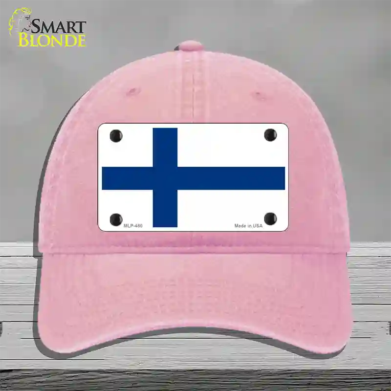 Finland Flag Novelty License Plate Hat Unconstructed Cotton / Pink