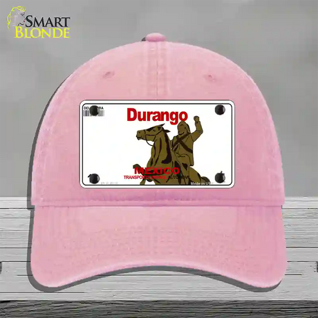 Durango Mexico Novelty License Plate Hat Unconstructed Cotton / Pink