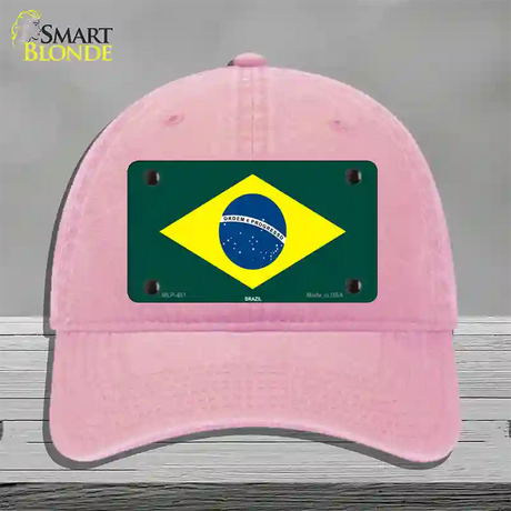 Brazil Flag Novelty License Plate Hat Unconstructed Cotton / Pink