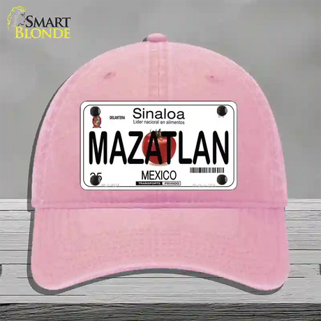 Mazatlan Mexico Novelty License Plate Hat Unconstructed Cotton / Pink