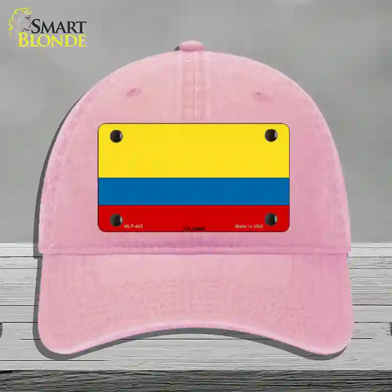 Colombia Flag Novelty License Plate Hat Unconstructed Cotton / Pink