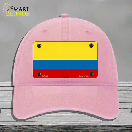 Colombia Flag Novelty License Plate Hat Unconstructed Cotton / Pink