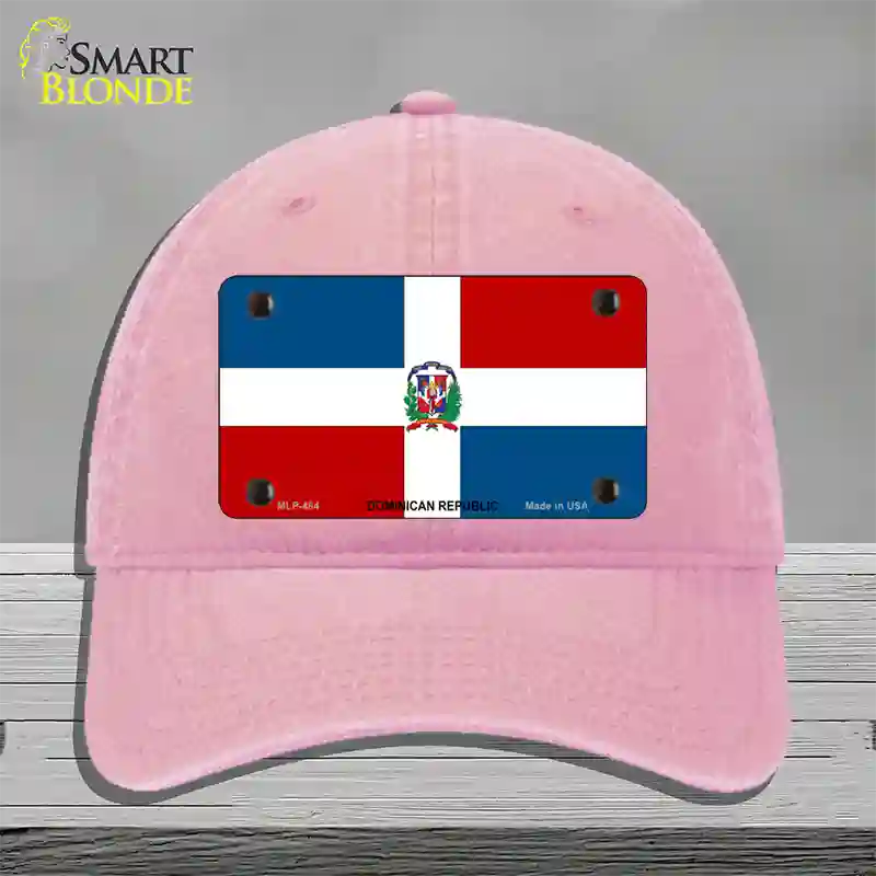 Dominican Republic Flag Novelty License Plate Hat Unconstructed Cotton / Pink