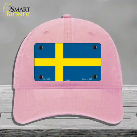 Sweden Flag Novelty License Plate Hat Unconstructed Cotton / Pink