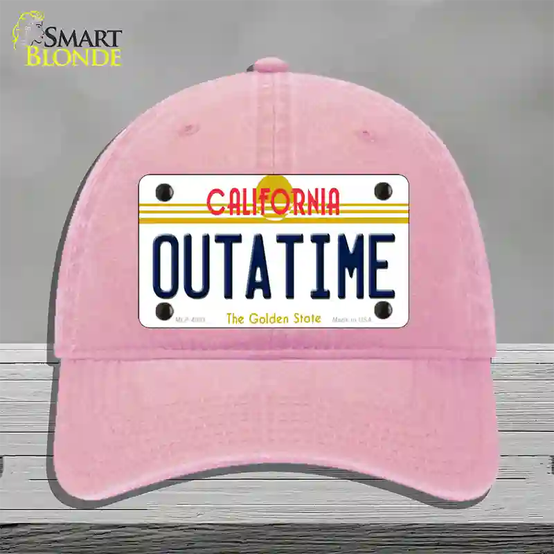 California Outtatime Novelty License Plate Hat Unconstructed Cotton / Pink