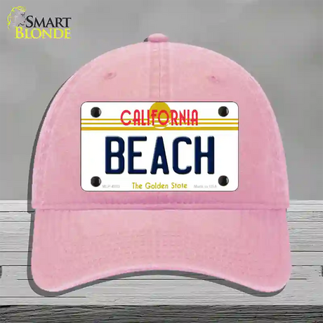 Beach California Novelty License Plate Hat Unconstructed Cotton / Pink