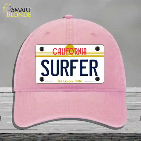 Surfer California Novelty License Plate Hat Unconstructed Cotton / Pink