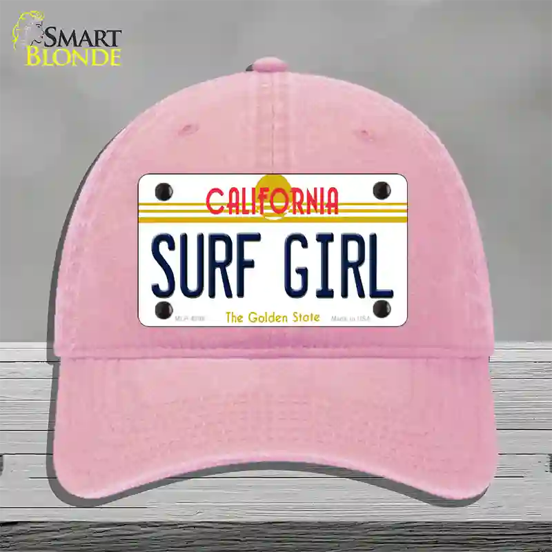 Surf Girl California Novelty License Plate Hat Unconstructed Cotton / Pink