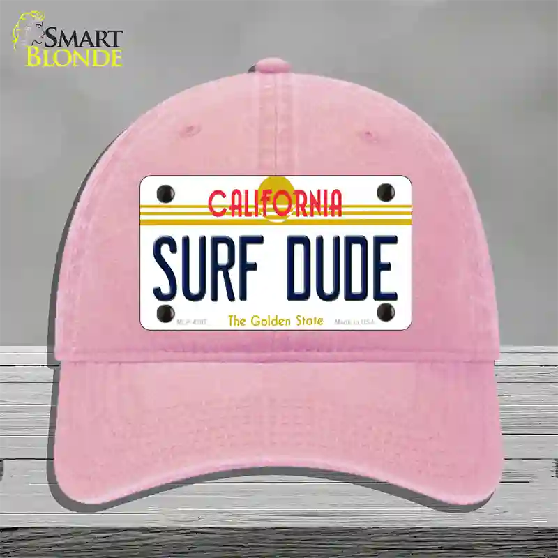 Surf Dude California Novelty License Plate Hat Unconstructed Cotton / Pink