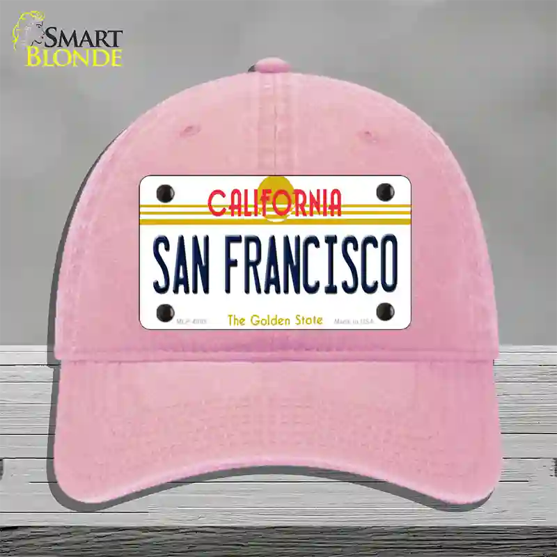 San Francisco California Novelty License Plate Hat Unconstructed Cotton / Pink