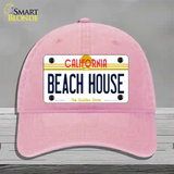 Beach House California Novelty License Plate Hat Unconstructed Cotton / Pink