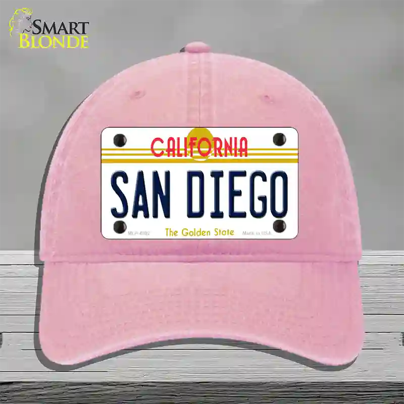 San Diego California Novelty License Plate Hat Unconstructed Cotton / Pink