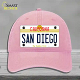 San Diego California Novelty License Plate Hat Unconstructed Cotton / Pink