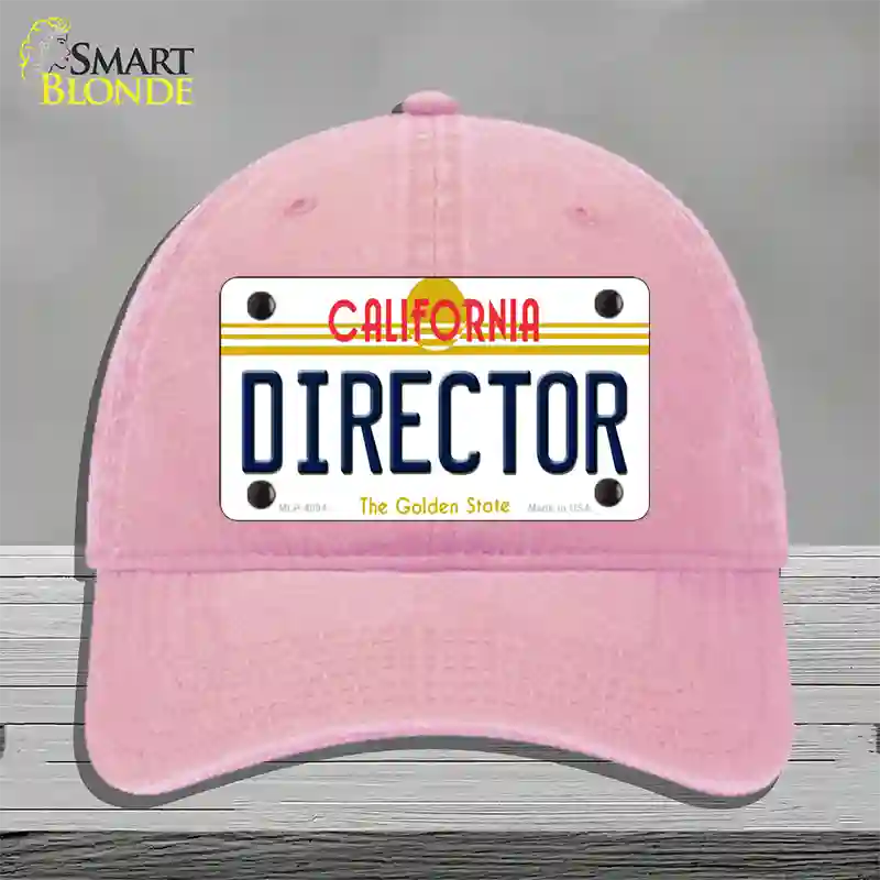 Director California Novelty License Plate Hat Unconstructed Cotton / Pink