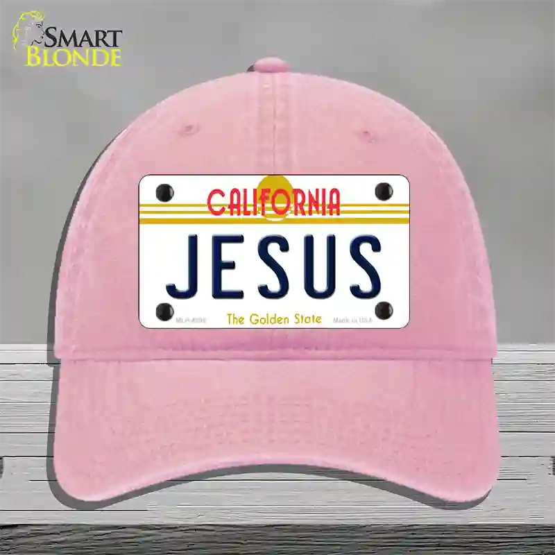 Jesus California Novelty License Plate Hat Unconstructed Cotton / Pink