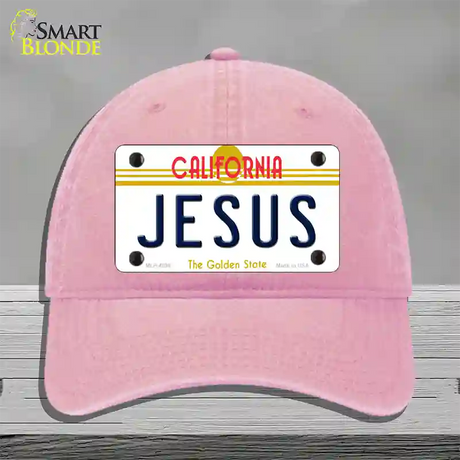 Jesus California Novelty License Plate Hat Unconstructed Cotton / Pink