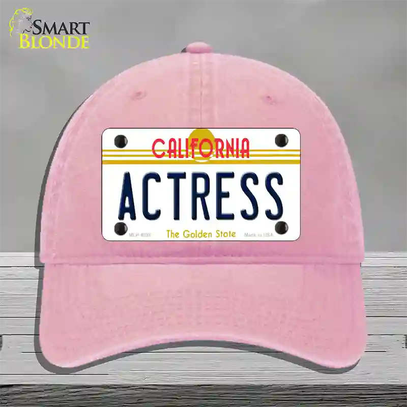 Actress California Novelty License Plate Hat Unconstructed Cotton / Pink