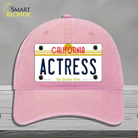 Actress California Novelty License Plate Hat Unconstructed Cotton / Pink