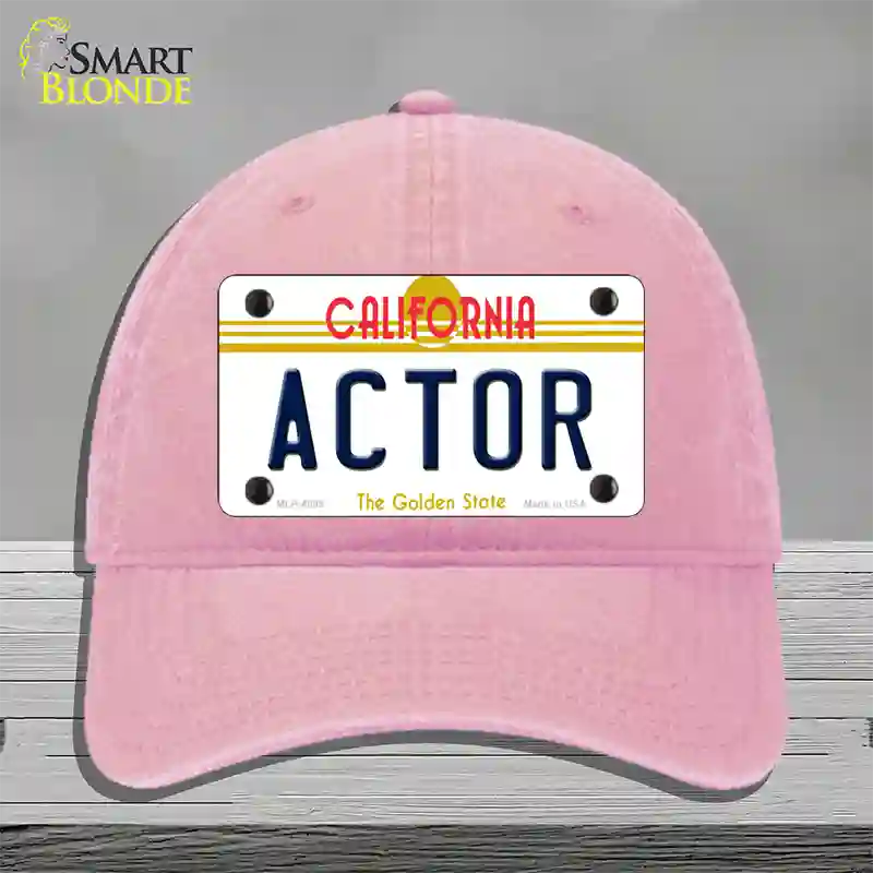 Actor California Novelty License Plate Hat Unconstructed Cotton / Pink