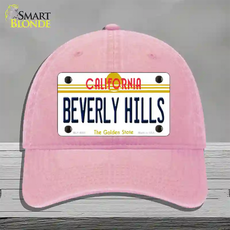 Beverly Hills California Novelty License Plate Hat Unconstructed Cotton / Pink