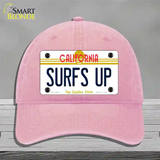 Surfs Up California Novelty License Plate Hat Unconstructed Cotton / Pink