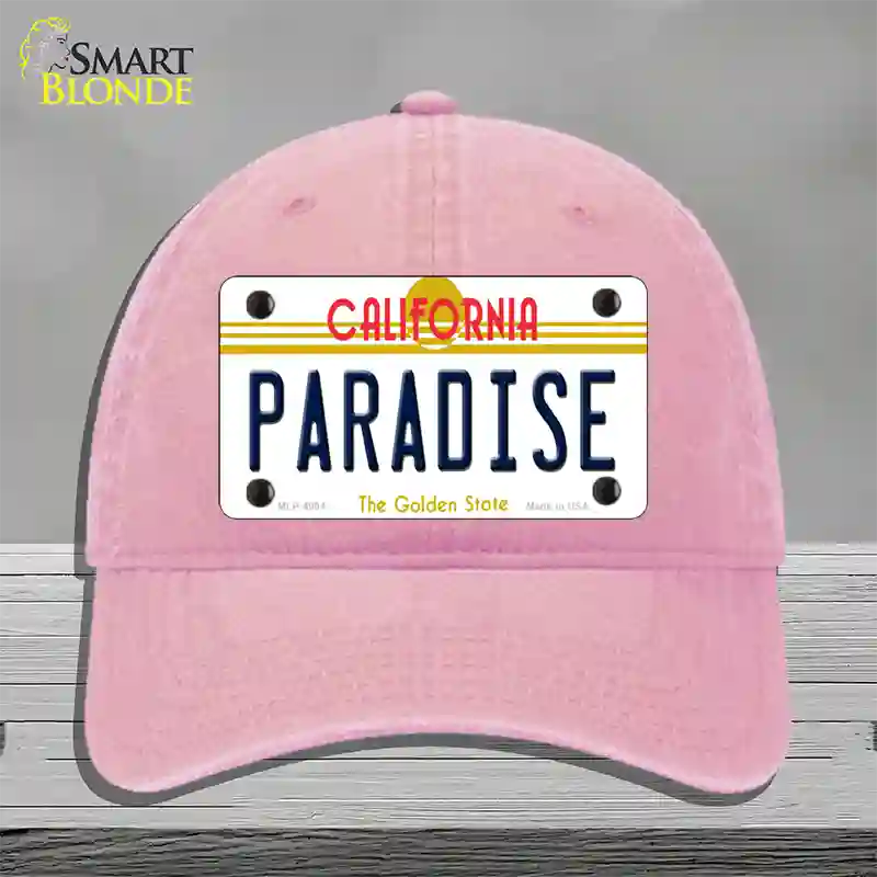 Paradise California Novelty License Plate Hat Unconstructed Cotton / Pink