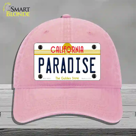 Paradise California Novelty License Plate Hat Unconstructed Cotton / Pink