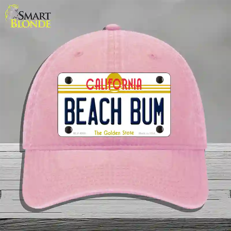 Beach Bum California Novelty License Plate Hat Unconstructed Cotton / Pink