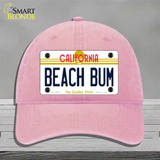 Beach Bum California Novelty License Plate Hat Unconstructed Cotton / Pink