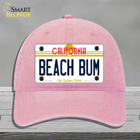 Beach Bum California Novelty License Plate Hat Unconstructed Cotton / Pink