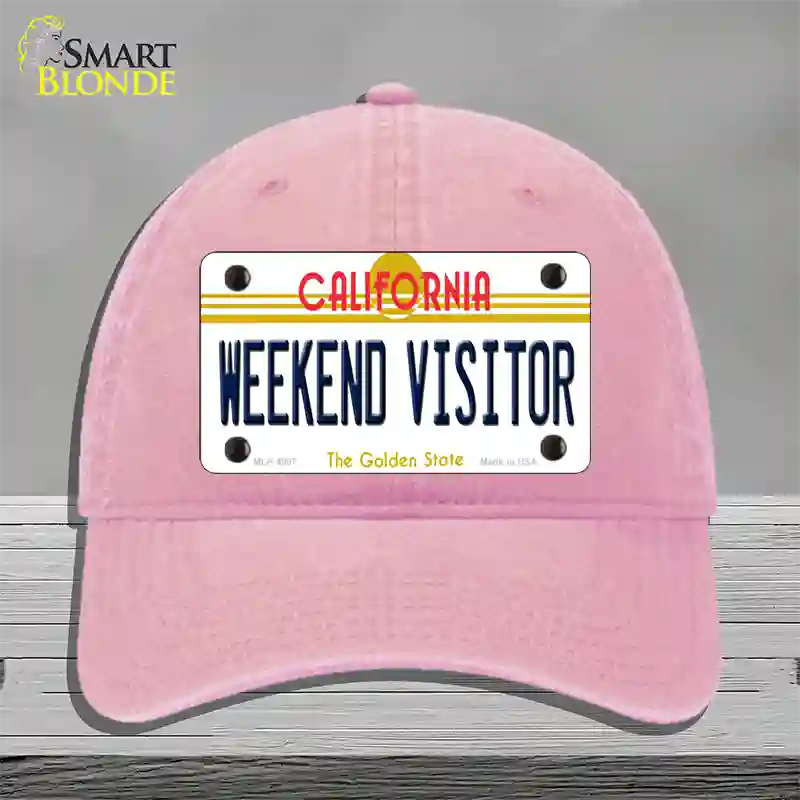 Weekend Vistor California Novelty License Plate Hat Unconstructed Cotton / Pink