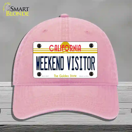 Weekend Vistor California Novelty License Plate Hat Unconstructed Cotton / Pink