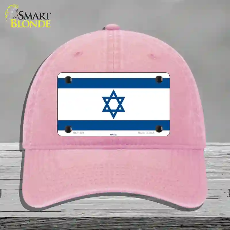 Israel Flag Novelty License Plate Hat Unconstructed Cotton / Pink