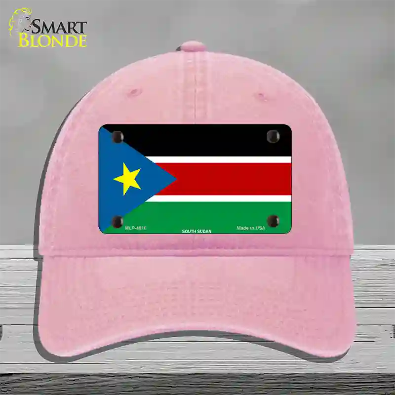 South Sudan Flag Novelty License Plate Hat Unconstructed Cotton / Pink