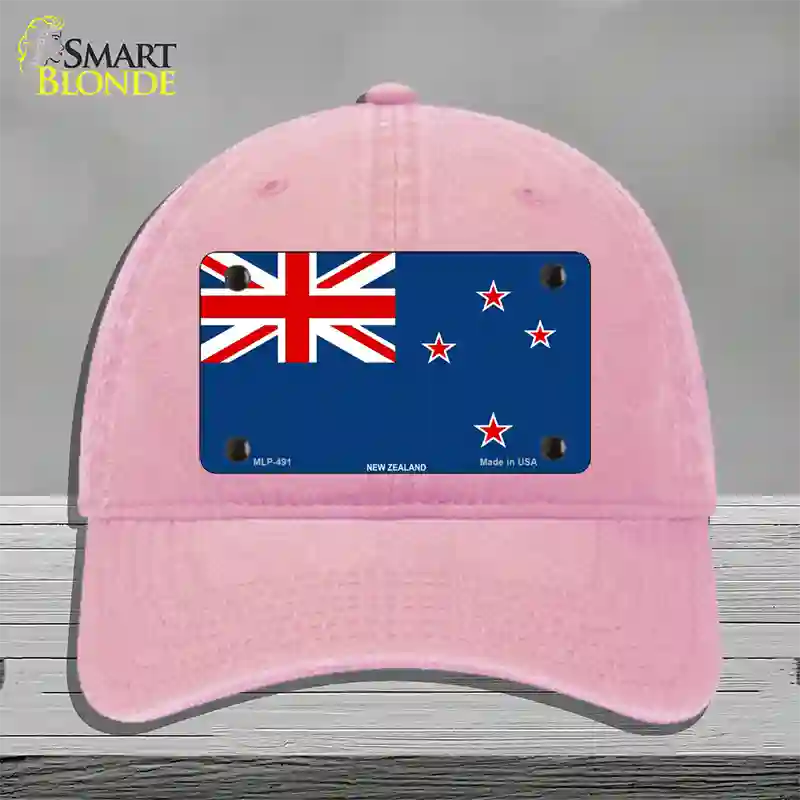 New Zealand Flag Novelty License Plate Hat Unconstructed Cotton / Pink