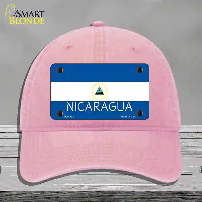 Nicaragua Flag Novelty License Plate Hat Unconstructed Cotton / Pink