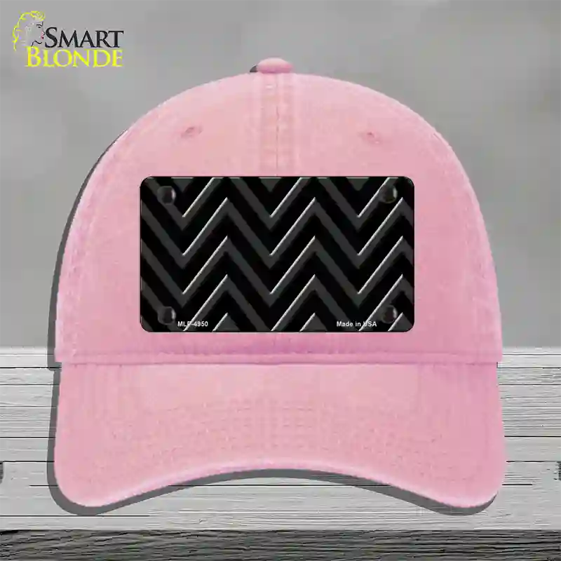 Black Light Black Large Chevron Novelty License Plate Hat Unconstructed Cotton / Pink