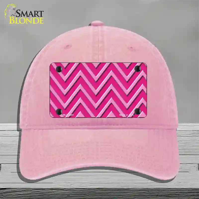 Pink Light Pink Large Chevron Novelty License Plate Hat Unconstructed Cotton / Pink