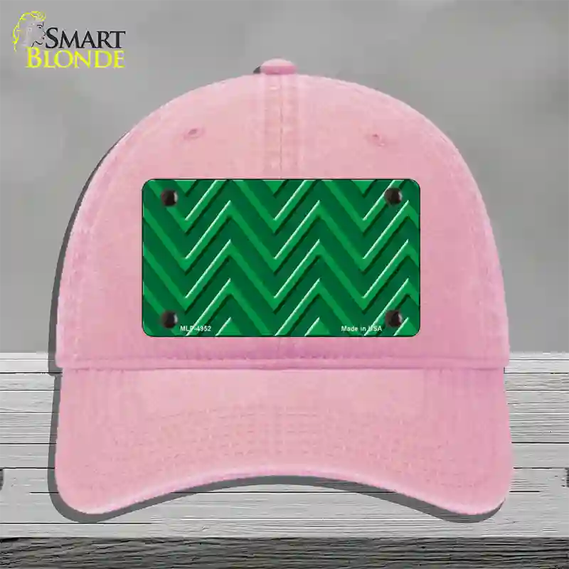 Green Light Green Large Chevron Novelty License Plate Hat Unconstructed Cotton / Pink