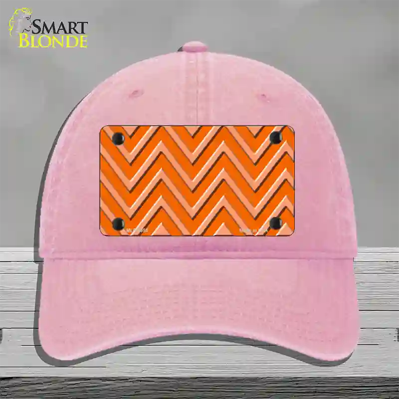 Orange Light Orange Large Chevron Novelty License Plate Hat Unconstructed Cotton / Pink