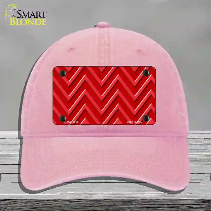 Red Light Red Large Chevron Novelty License Plate Hat Unconstructed Cotton / Pink