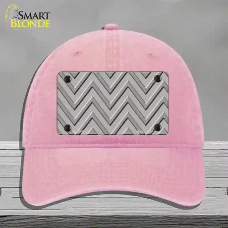 Grey Light Grey Large Chevron Novelty License Plate Hat Unconstructed Cotton / Pink