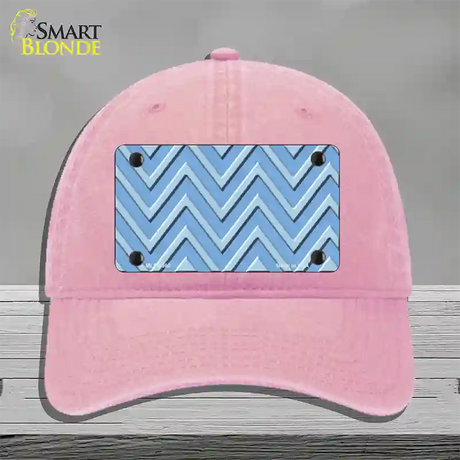 Light Blue Lighter Blue Large Chevron Novelty License Plate Hat Unconstructed Cotton / Pink